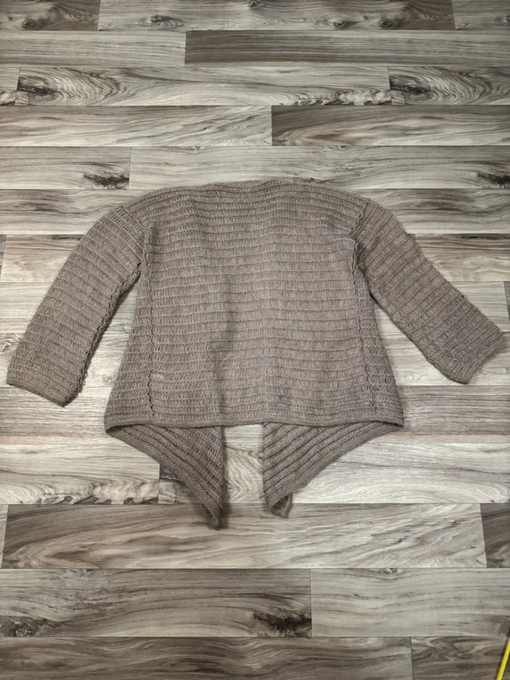 Garnet Hill 100% Baby Alpaca Open Front Drop Stitch Knit Drape Cardigan Medium
